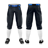 Custom Black Blue Pinestripe Stretch Practice Knickers Baseball Pants